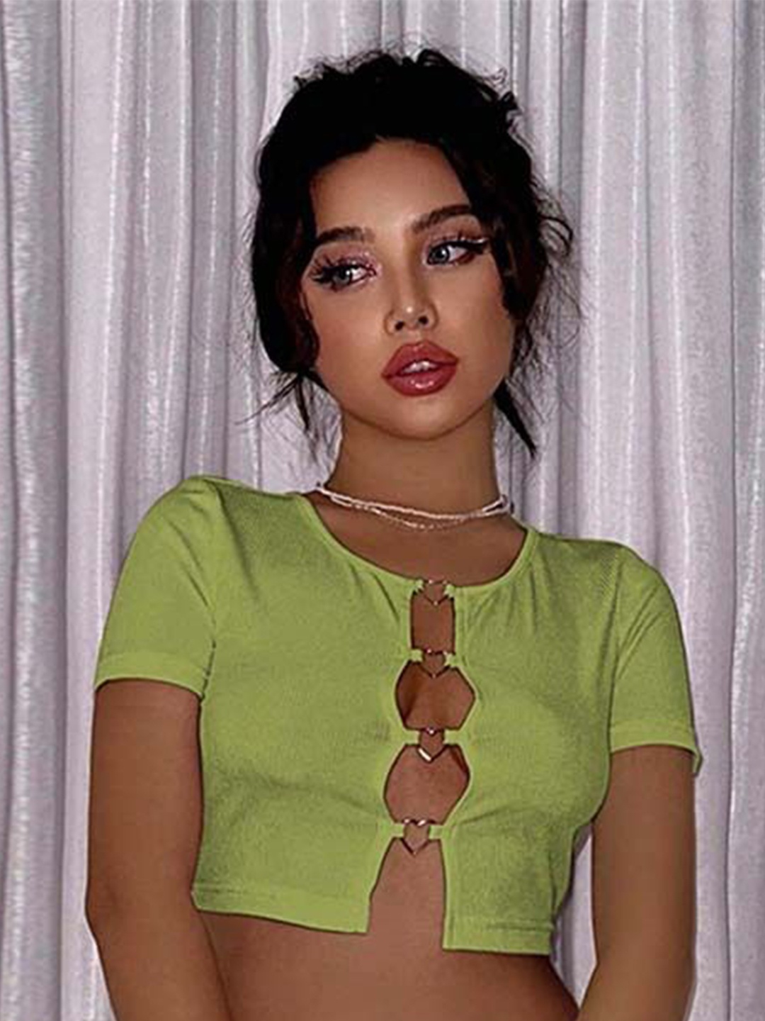 

HERE&NOW Fitted Cut-out Crop Top, Green