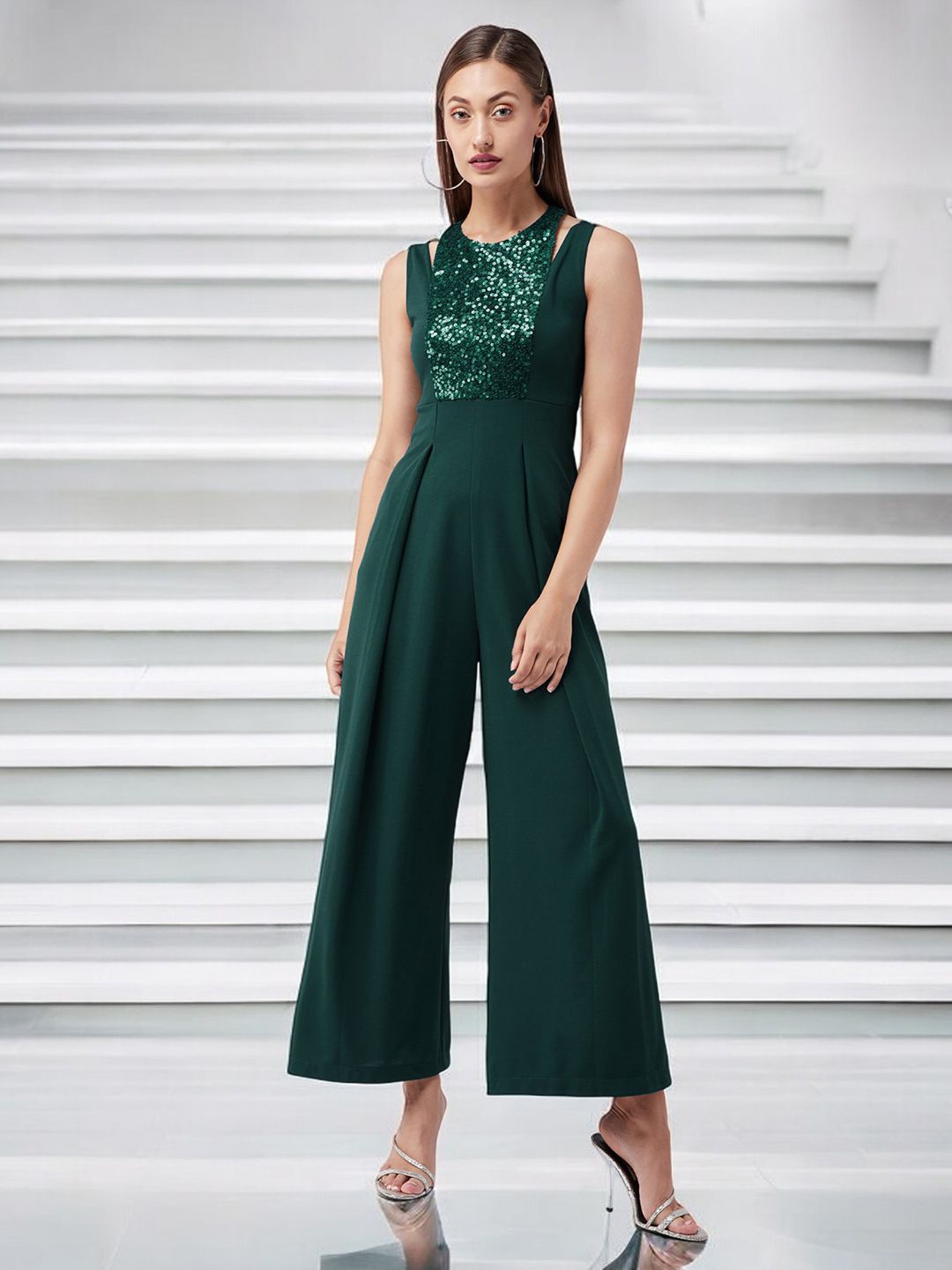 

Miss Chase Green Halter Neck Women Basic Jumpsuit