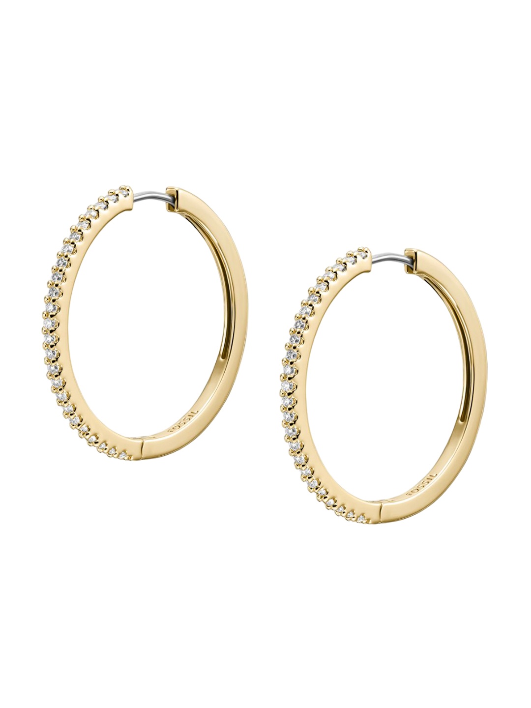 

Fossil Contemporary Stone Stud Hoop Earrings, Gold