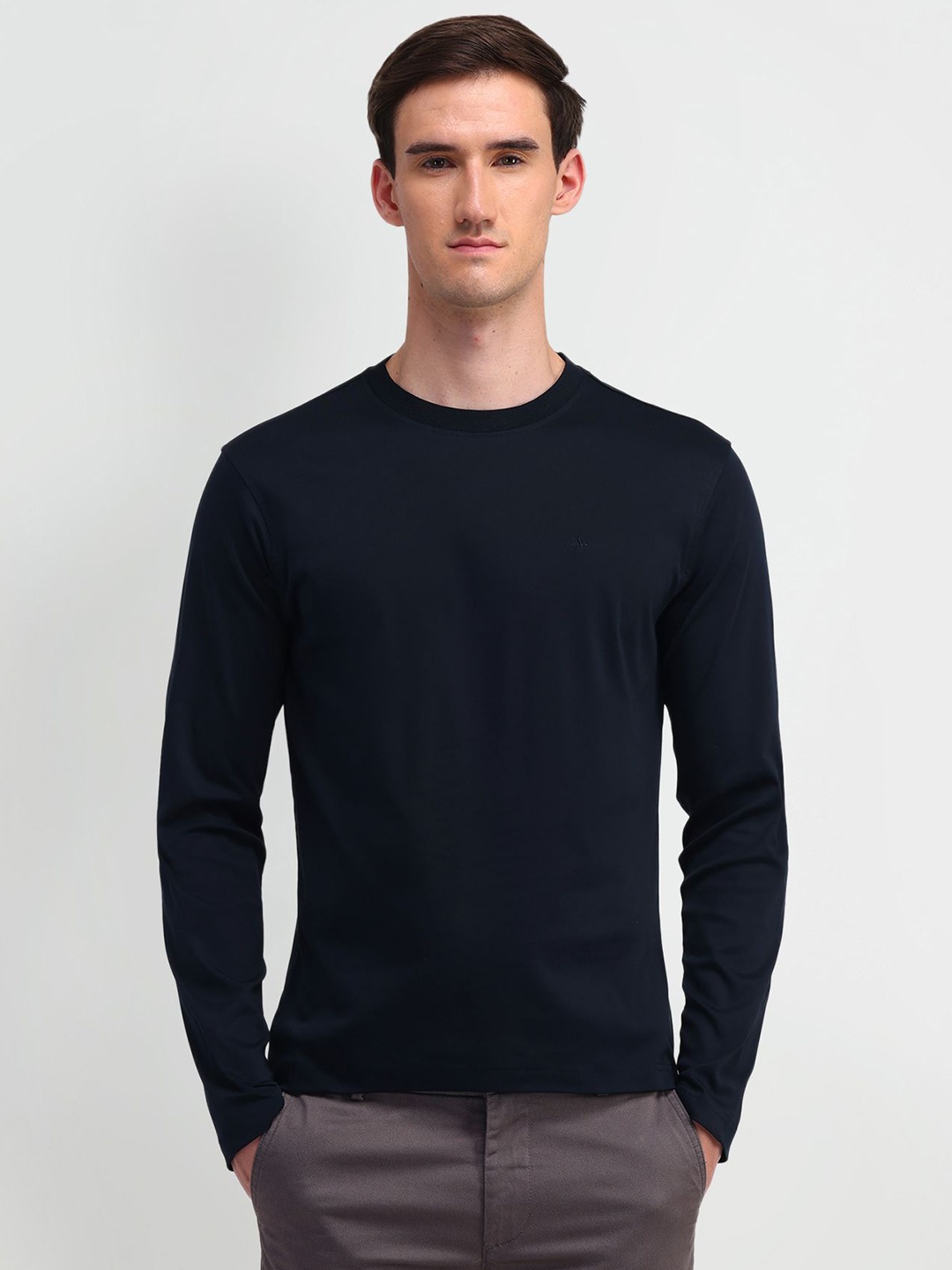 

Arrow Men Solid Round Neck Cotton T-shirt, Navy blue