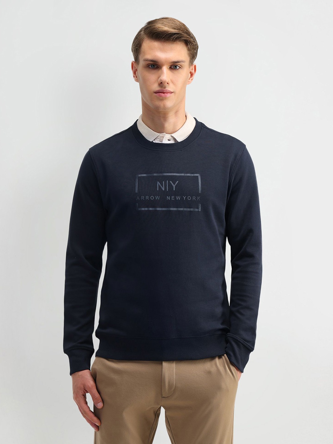 

Arrow New York Men Printed Sweatshirt, Navy blue