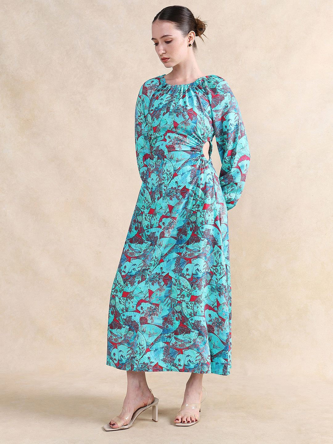 

RAREISM Women Floral Print A-Line Maxi Dress, Blue