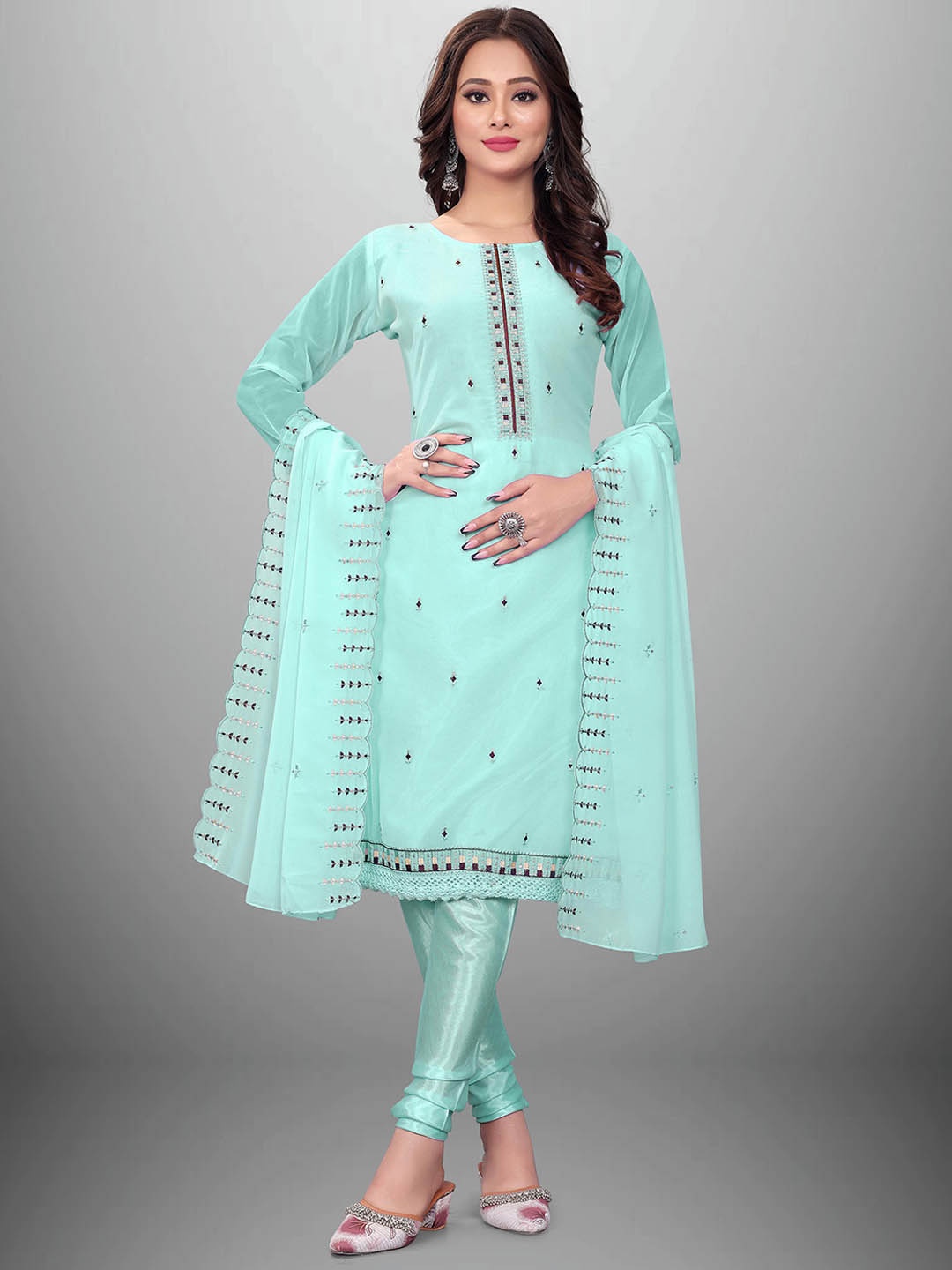 

Maroosh Ethnic Motifs Embroidered Unstitched Dress Material, Sea green