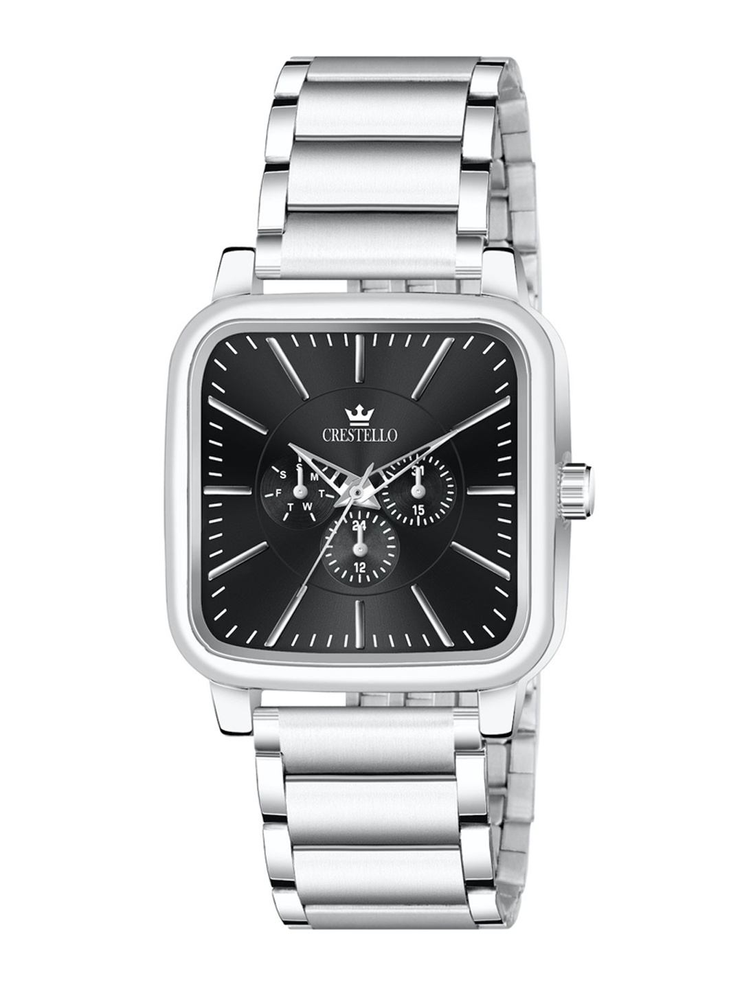 

CRESTELLO Men Dial & Stainless Steel Straps Analogue Watch CR-GS041-BLK-CH, Silver