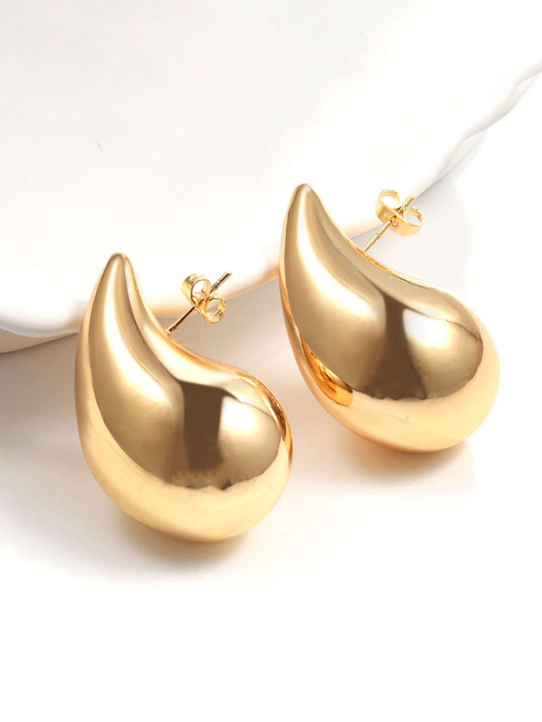 

styledose Gold-Plated Teardrop Shaped Sterling Silver Antique Drop Earrings