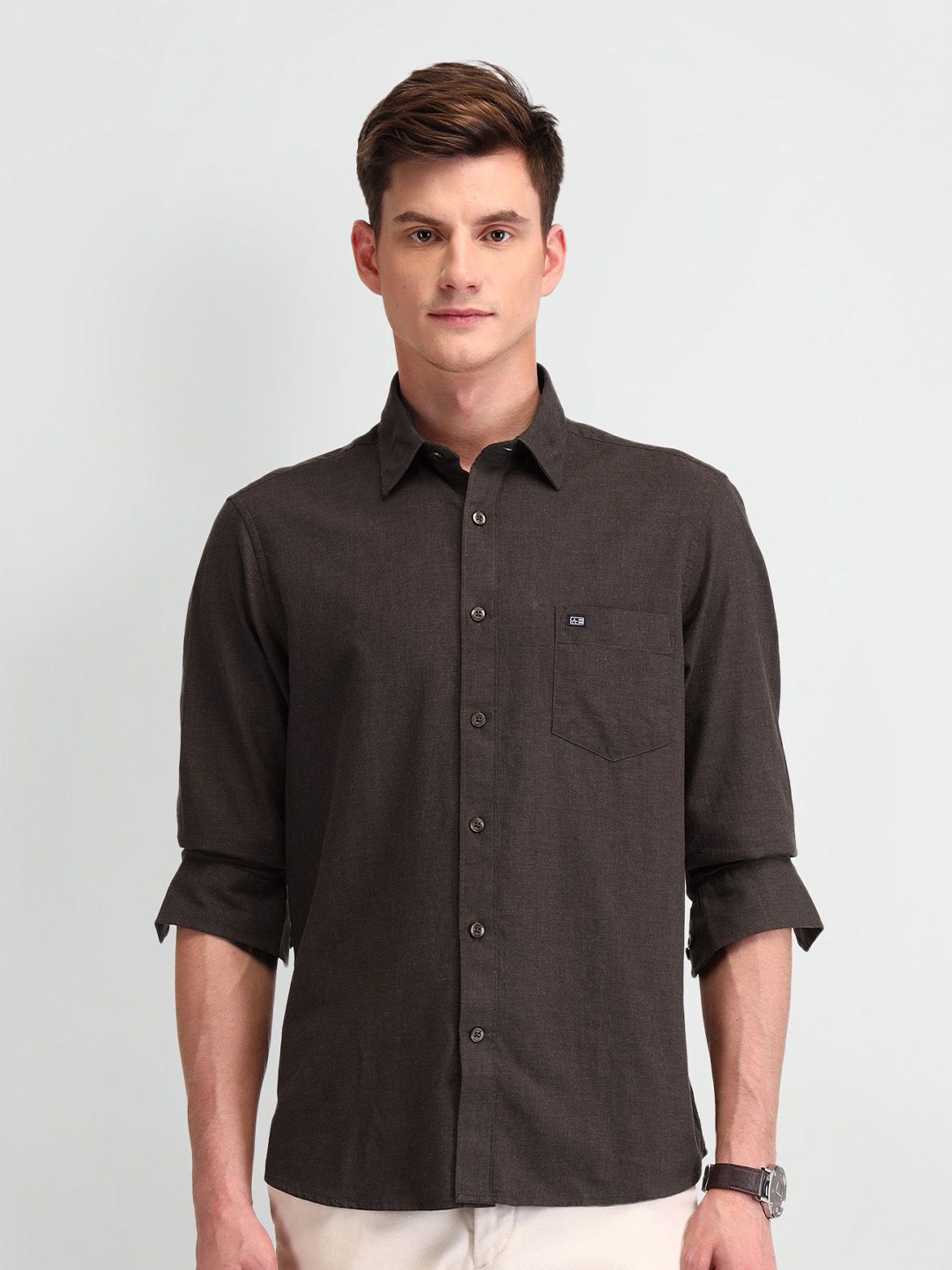 

Arrow Sport Men Classic Tailored Fit Opaque Casual Shirt, Brown
