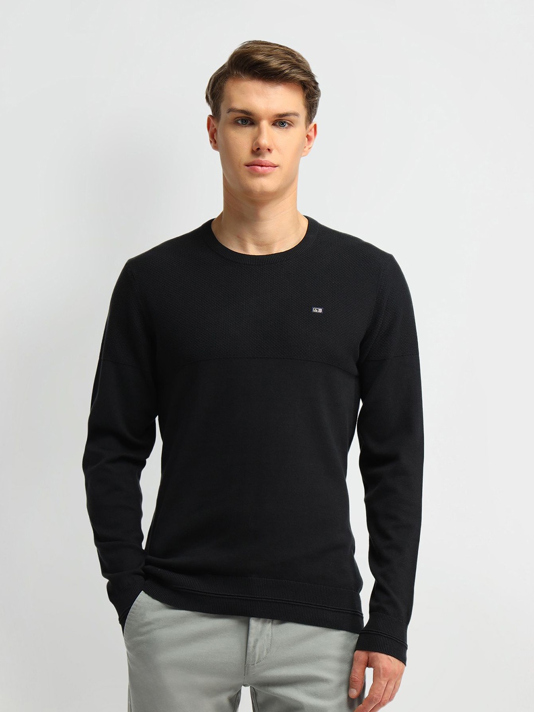 

Arrow Sport Men Self Design Long Sleeves Pullover Sweaters, Black