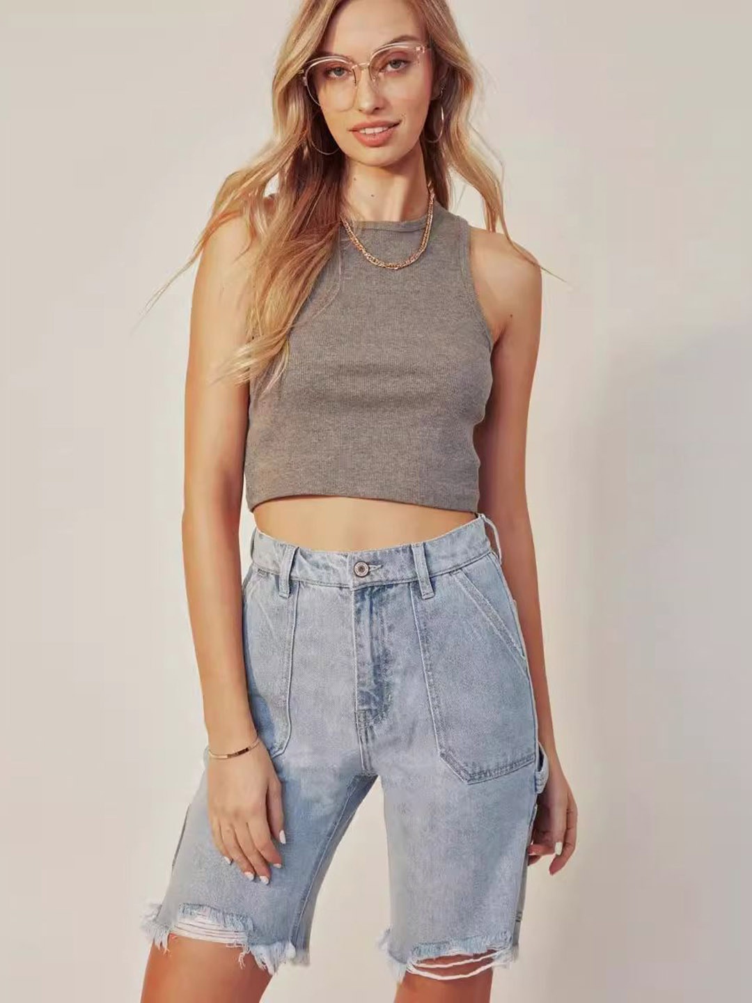 

StyleCast Women Washed Denim Shorts, Blue