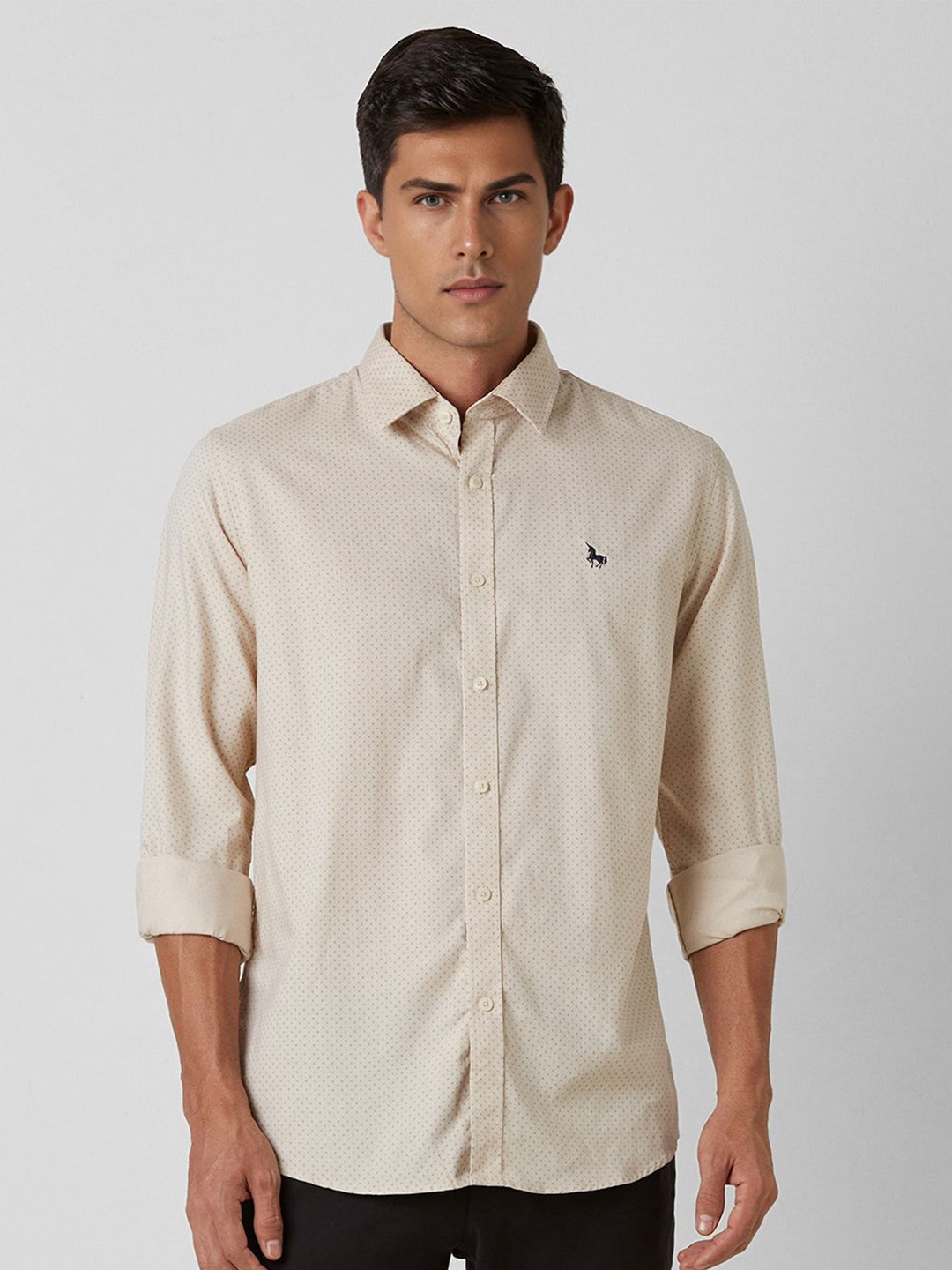 

Van Heusen Sport Men Slim Fit Opaque Printed Casual Shirt, Beige