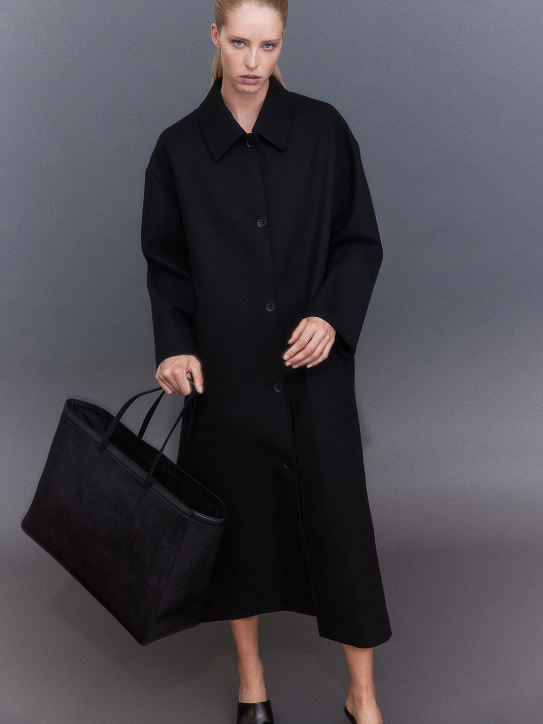 

H&M Women Loose Fit Maxi Coats, Black