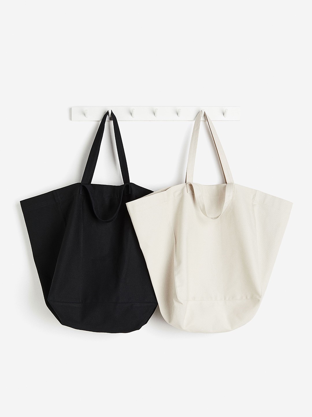 

H&M Cotton Canvas Beach Bag, Black