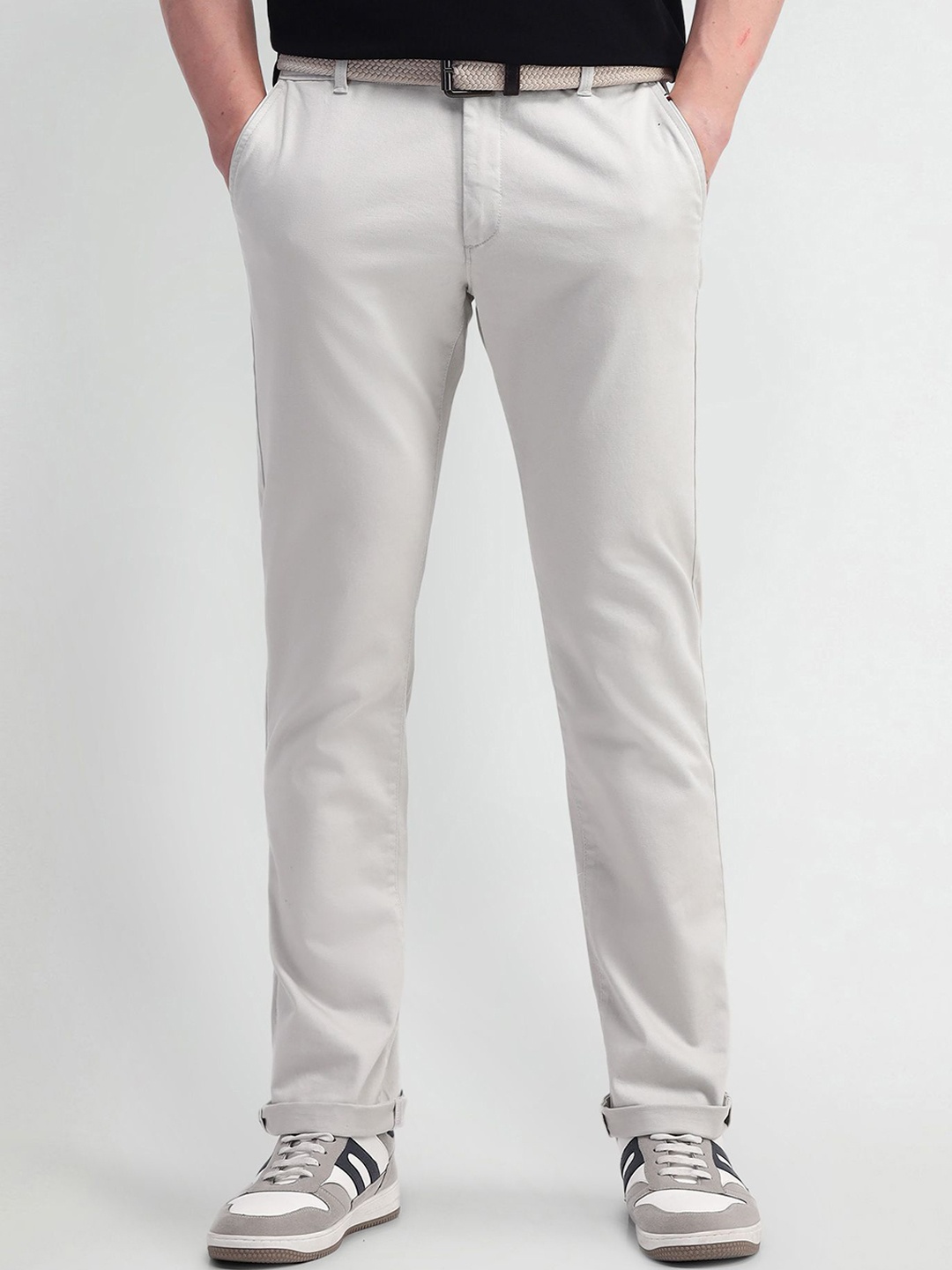 

Arrow Sport Men Textured Urban Slim Slim Fit Trousers, Beige