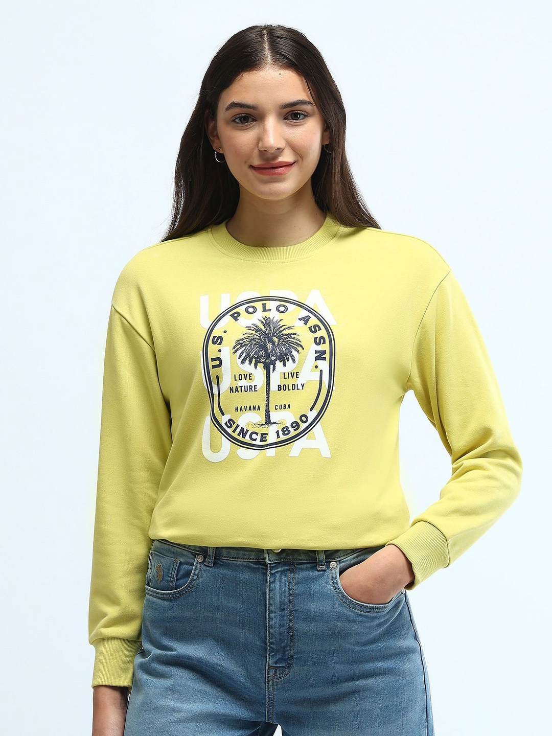 

U.S. Polo Assn. Women Women Printed Sweatshirt, Yellow