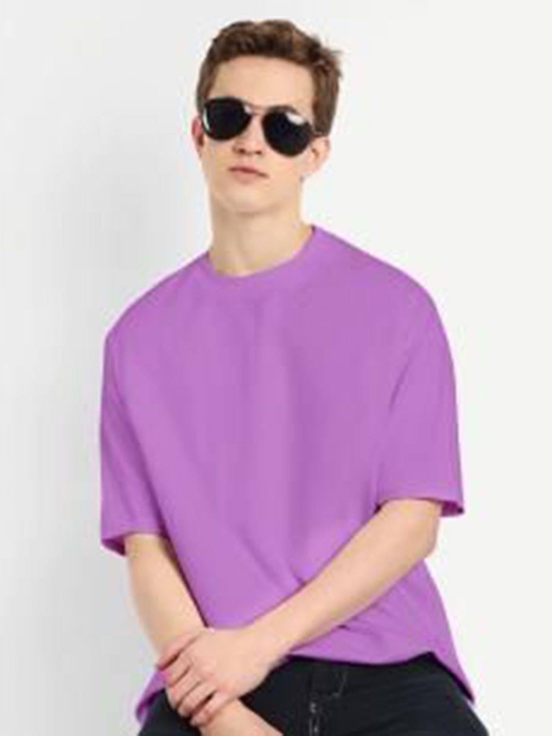 

BLURR Unisex Solid Round Neck Pure Cotton T-shirt, Purple