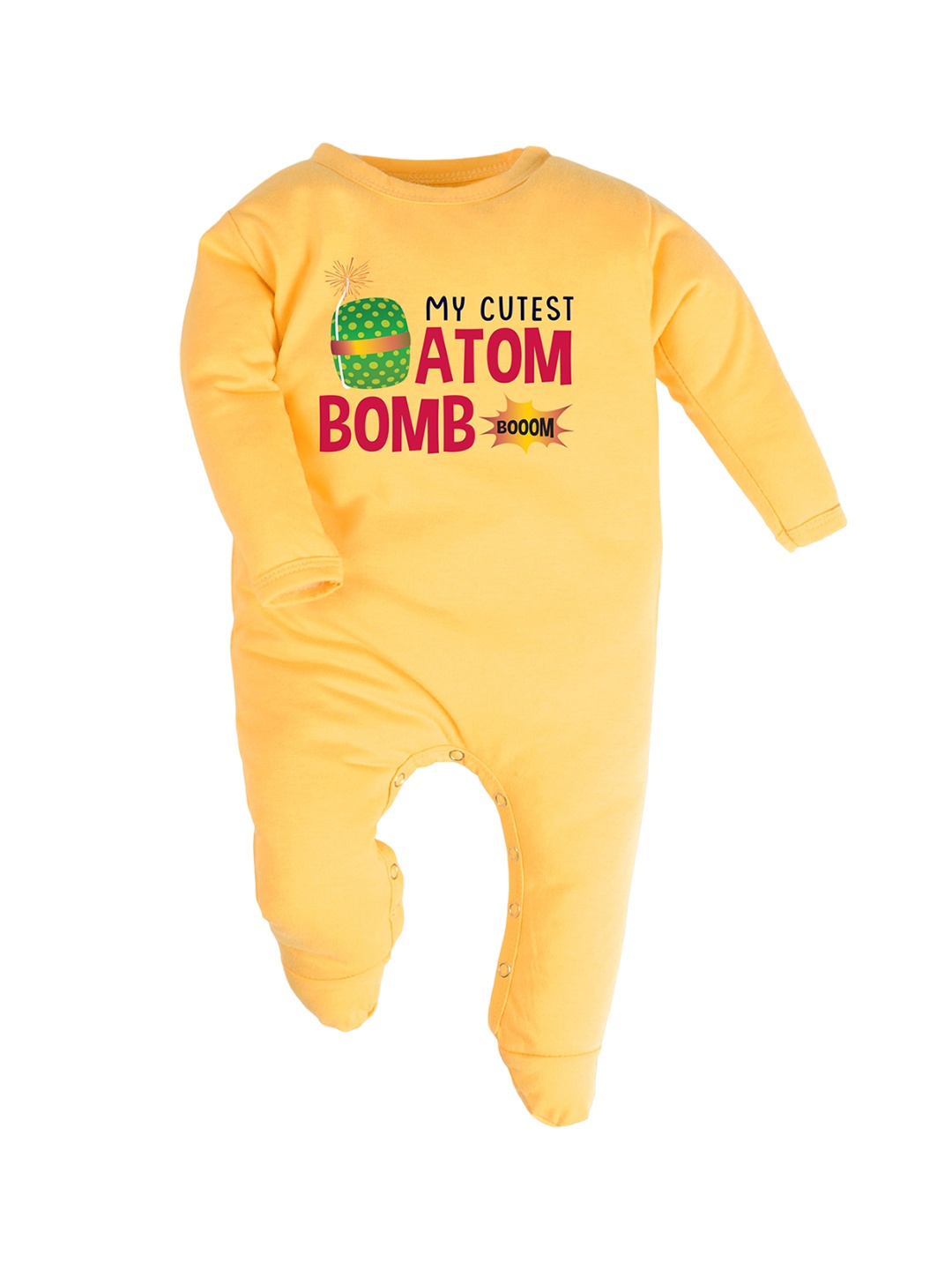 

FFLIRTYGO Kids Printed Pure Cotton Sleepsuit, Yellow