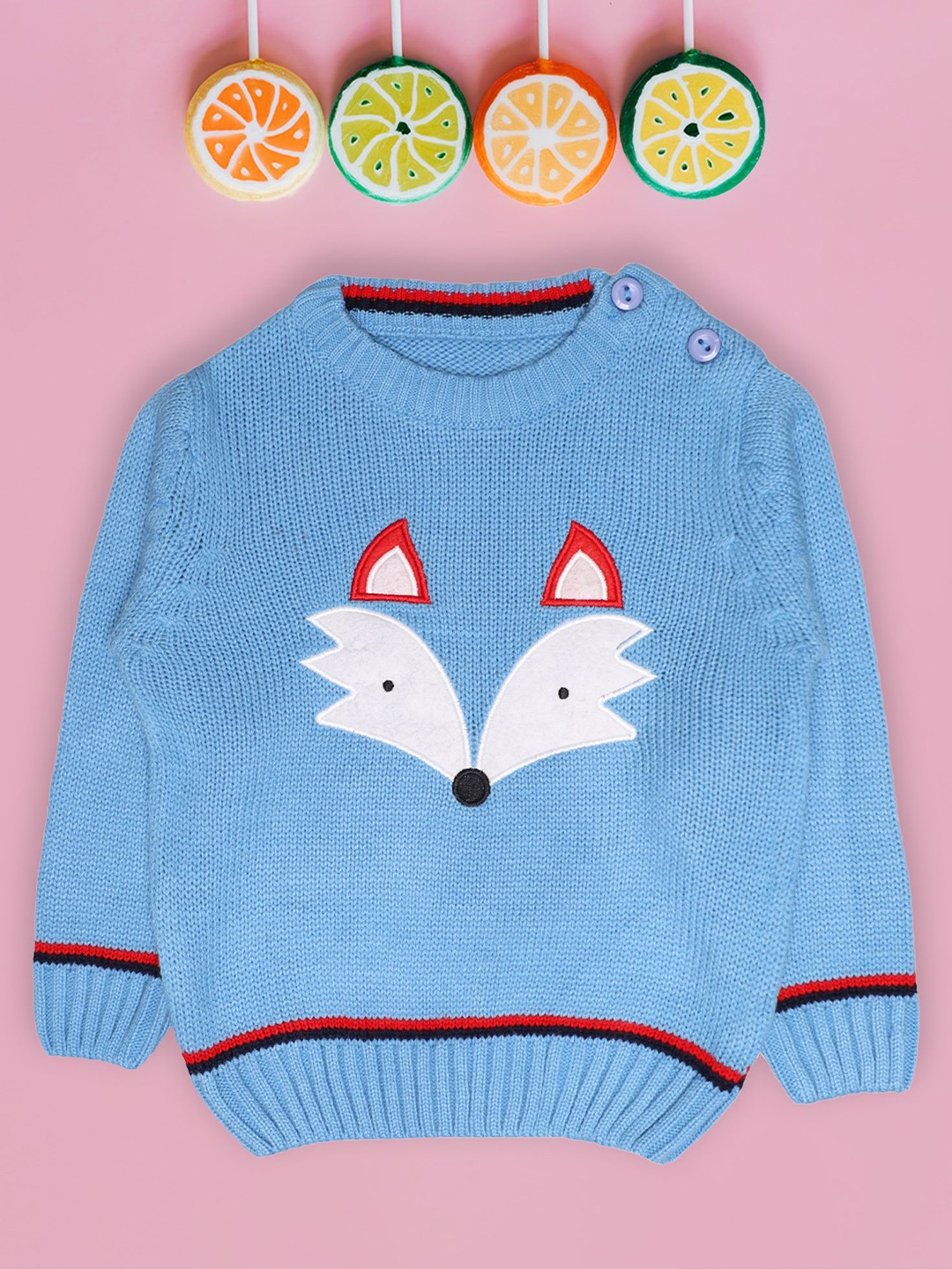 

CHKOKKO Boys Printed Woollen Pullover, Blue