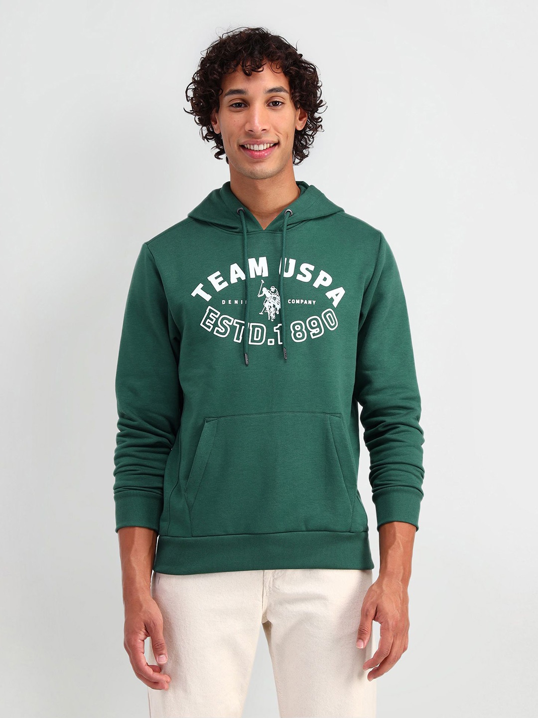 

U.S. Polo Assn. Denim Co. Men Printed Hooded Sweatshirt, Green