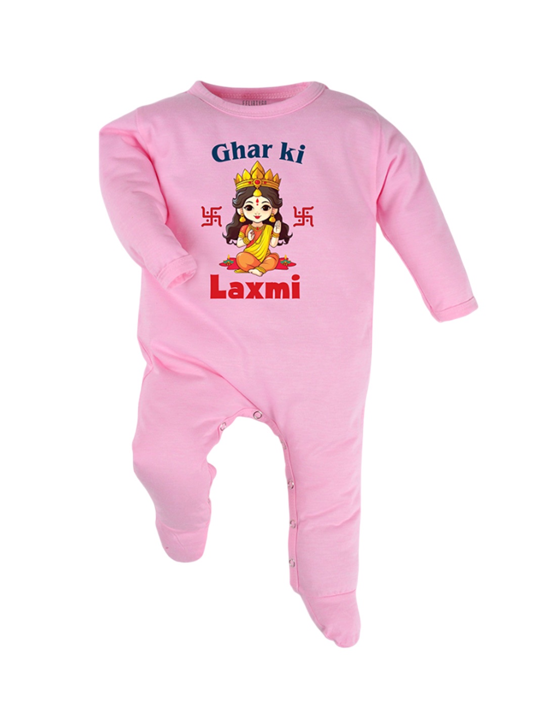 

FFLIRTYGO Kids Cotton Printed Sleepsuit, Pink