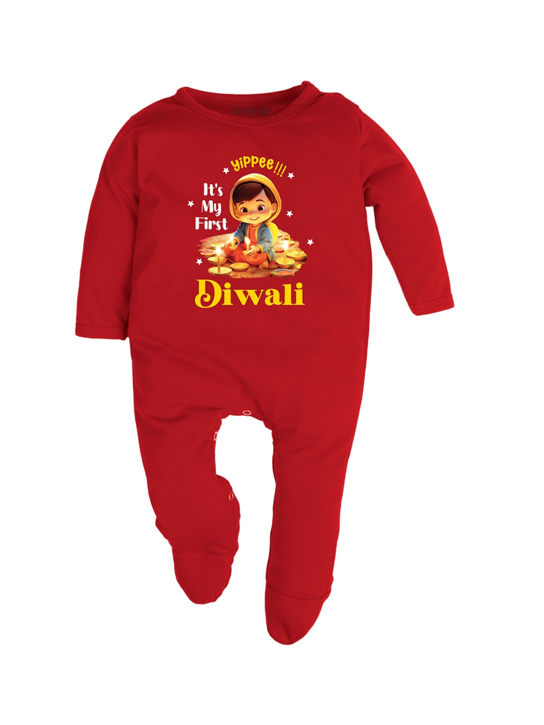 

FFLIRTYGO Kids Printed Cotton Sleepsuit, Red
