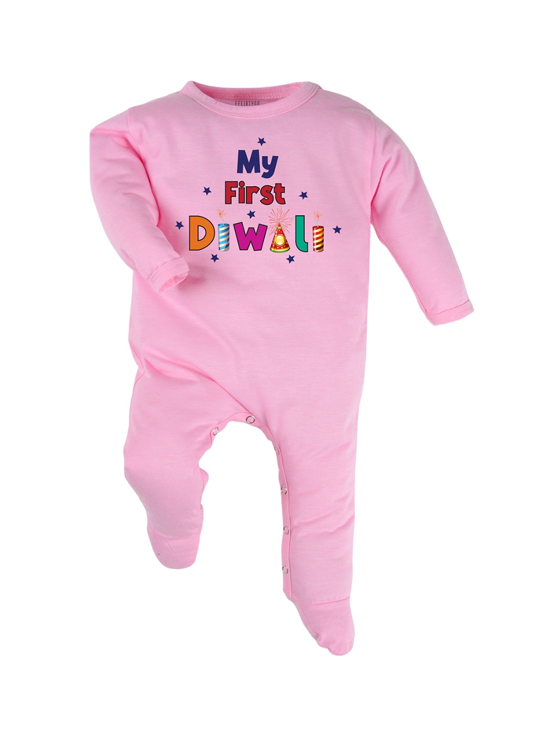 

FFLIRTYGO Kids Printed Pure Cotton Sleepsuit, Pink