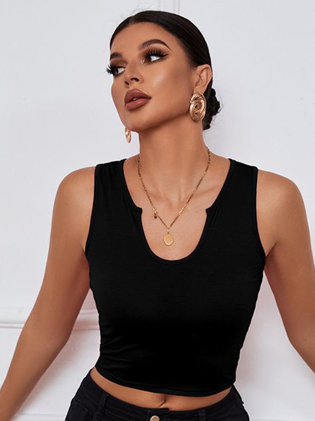 

HERE&NOW Cotton Tank Top, Black