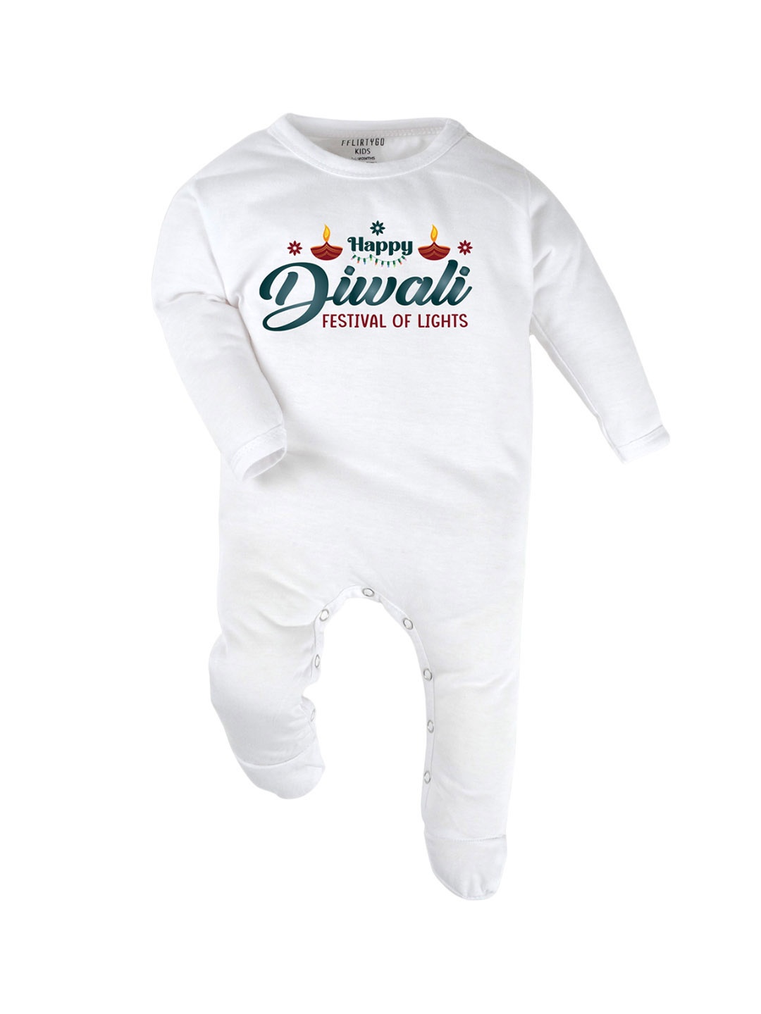 

FFLIRTYGO Kids Typography Printed Sleepsuit, White