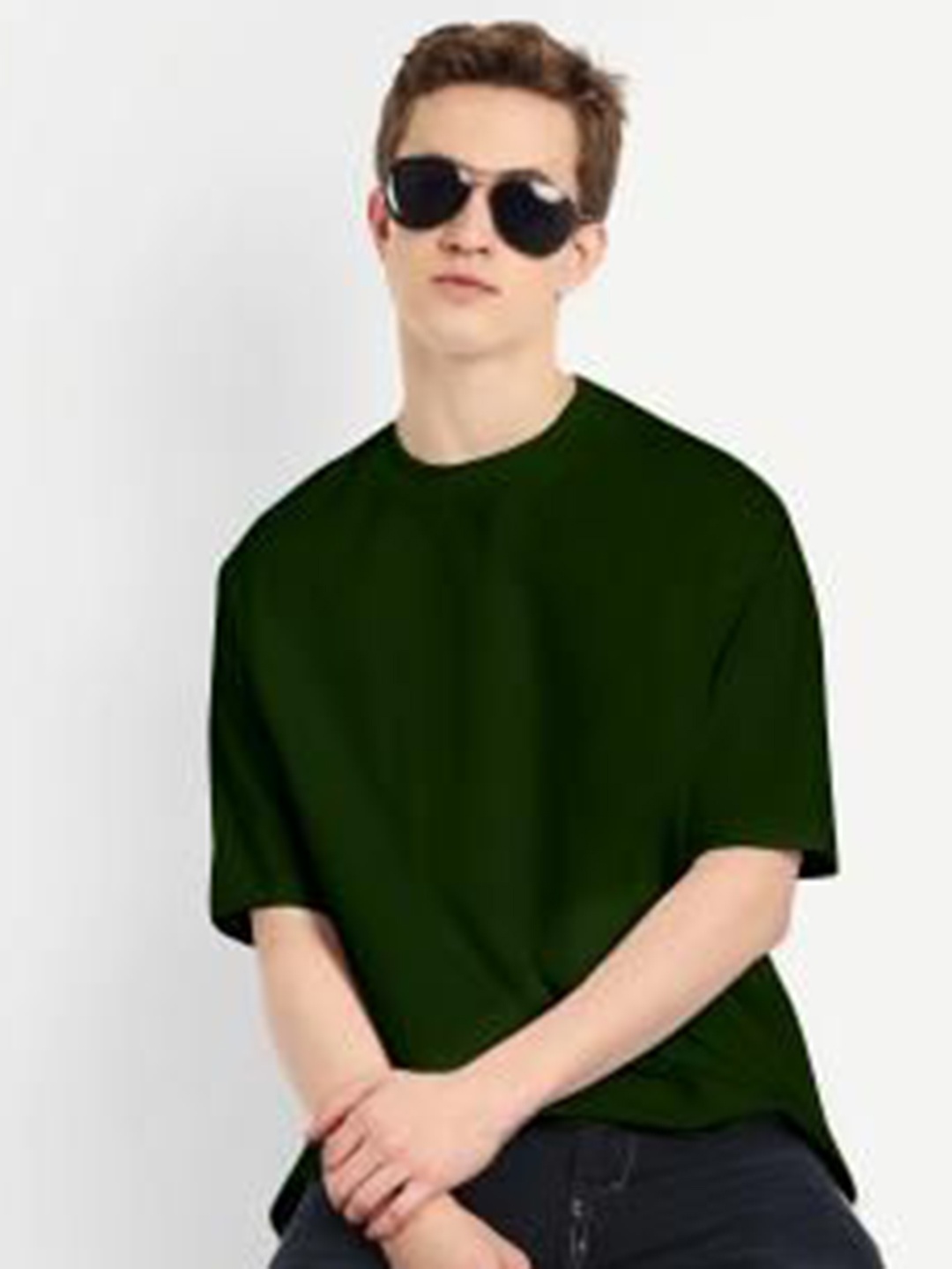 

BLURR Unisex Solid Round Neck Pure Cotton T-shirt, Green