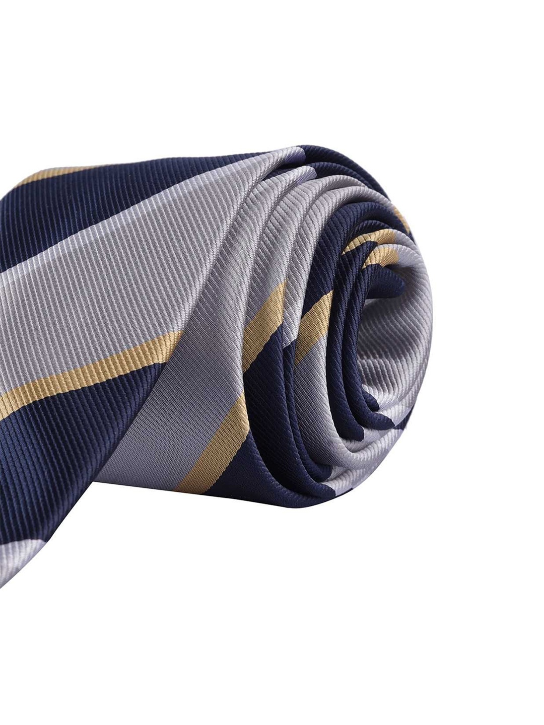 

The Tie Hub Men Striped Broad Tie, Grey