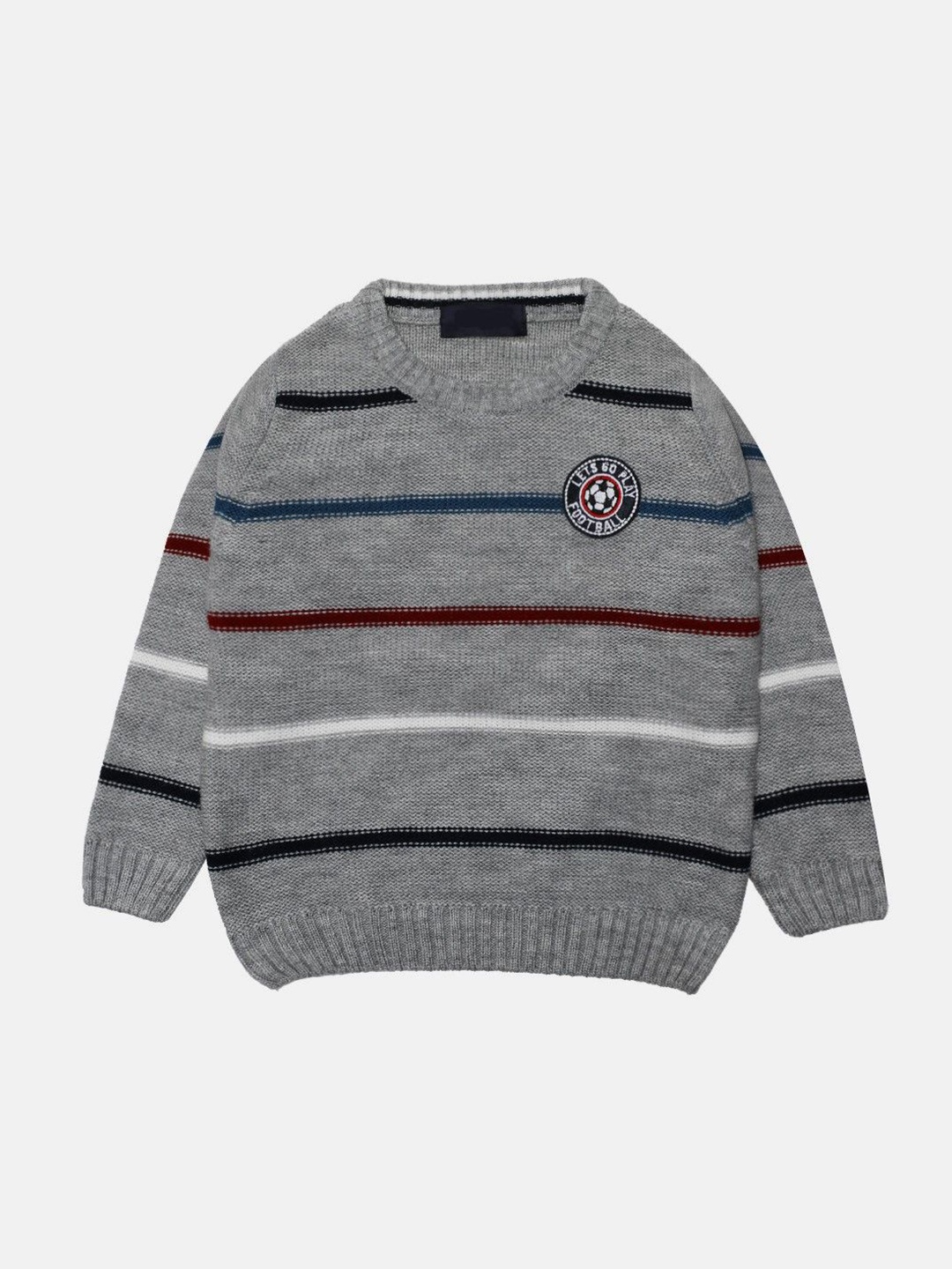 

CHKOKKO Boys Striped Woollen Pullover, Grey