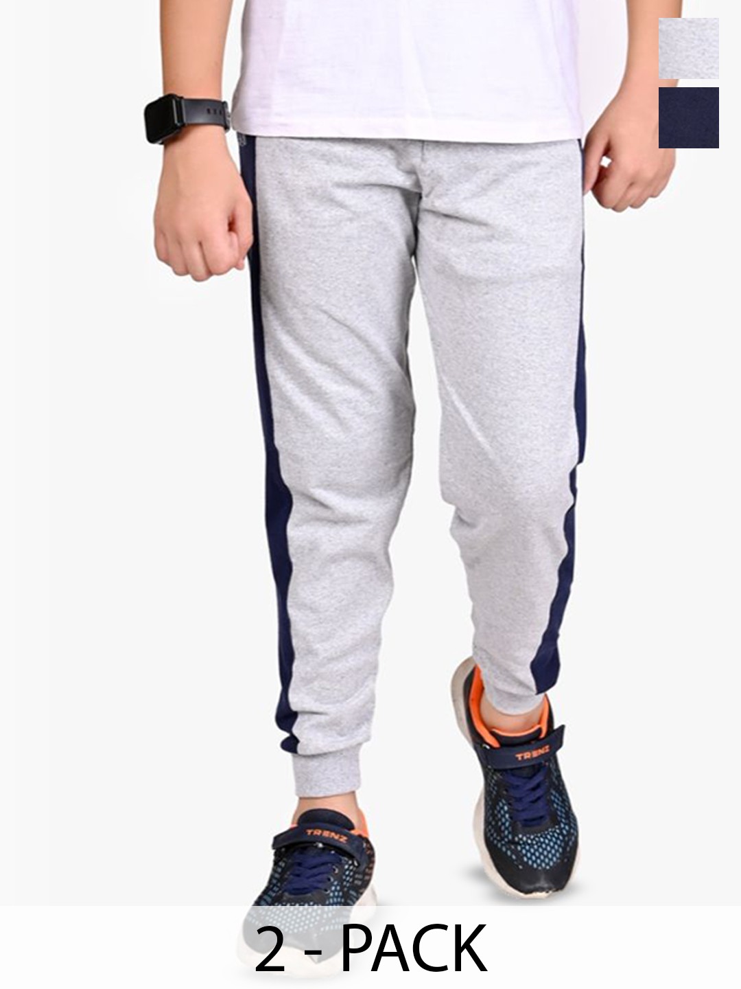

BAESD Boys Pack of 2 Cotton Mid-Rise Joggers, Grey
