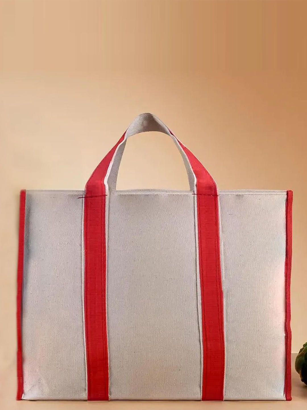 

Kuber Industries Unisex Pack Of 4 Striped Shopper Tote Bags, White