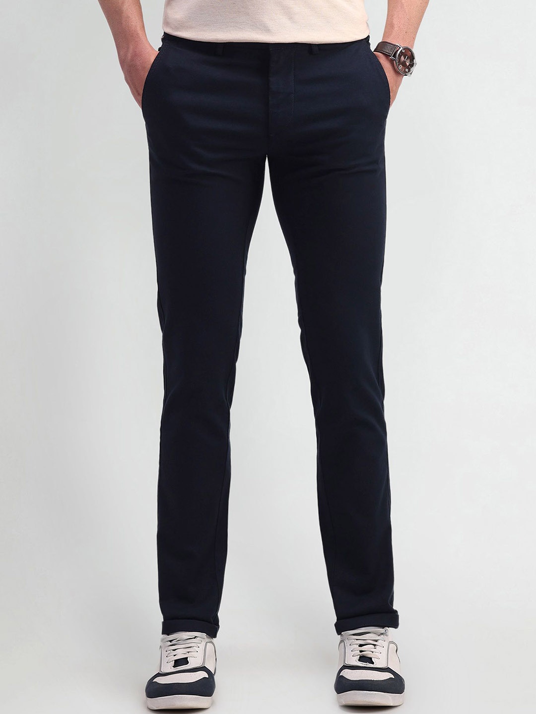 

Arrow Sport Men Urban Slim Slim Fit Trousers, Navy blue