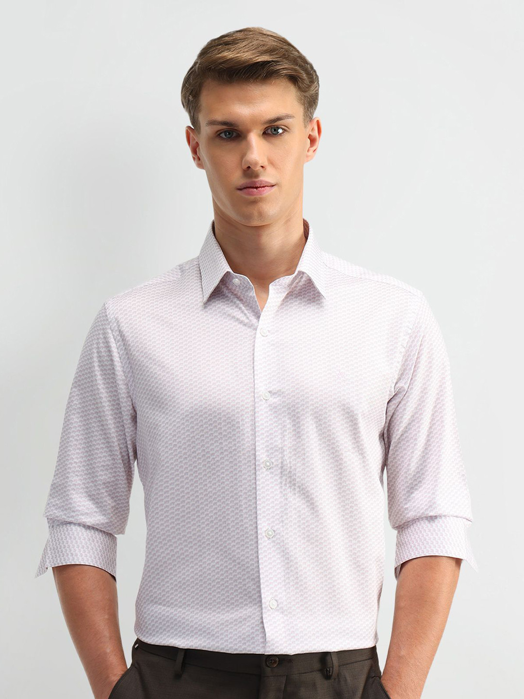 

Arrow New York Men Manhattan Micro Ditsy Printed Cotton Slim Fit Casual Shirt, Pink