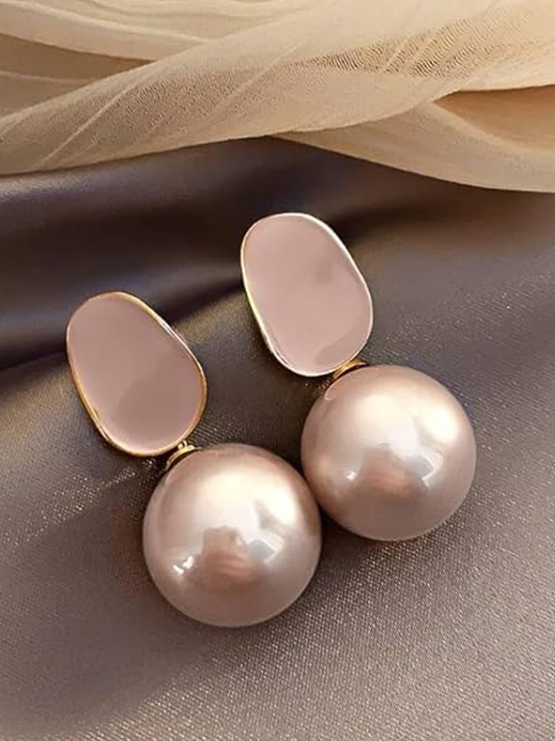 

styledose Pearl Classic Drop Earrings, Peach