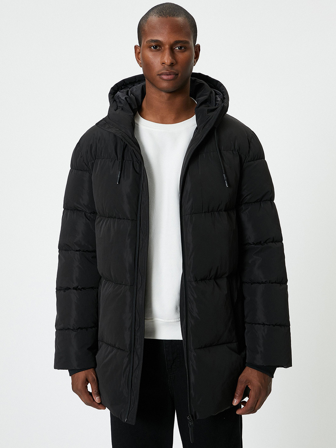

Koton Men Hooded Solid Casual Padded Jacket, Black