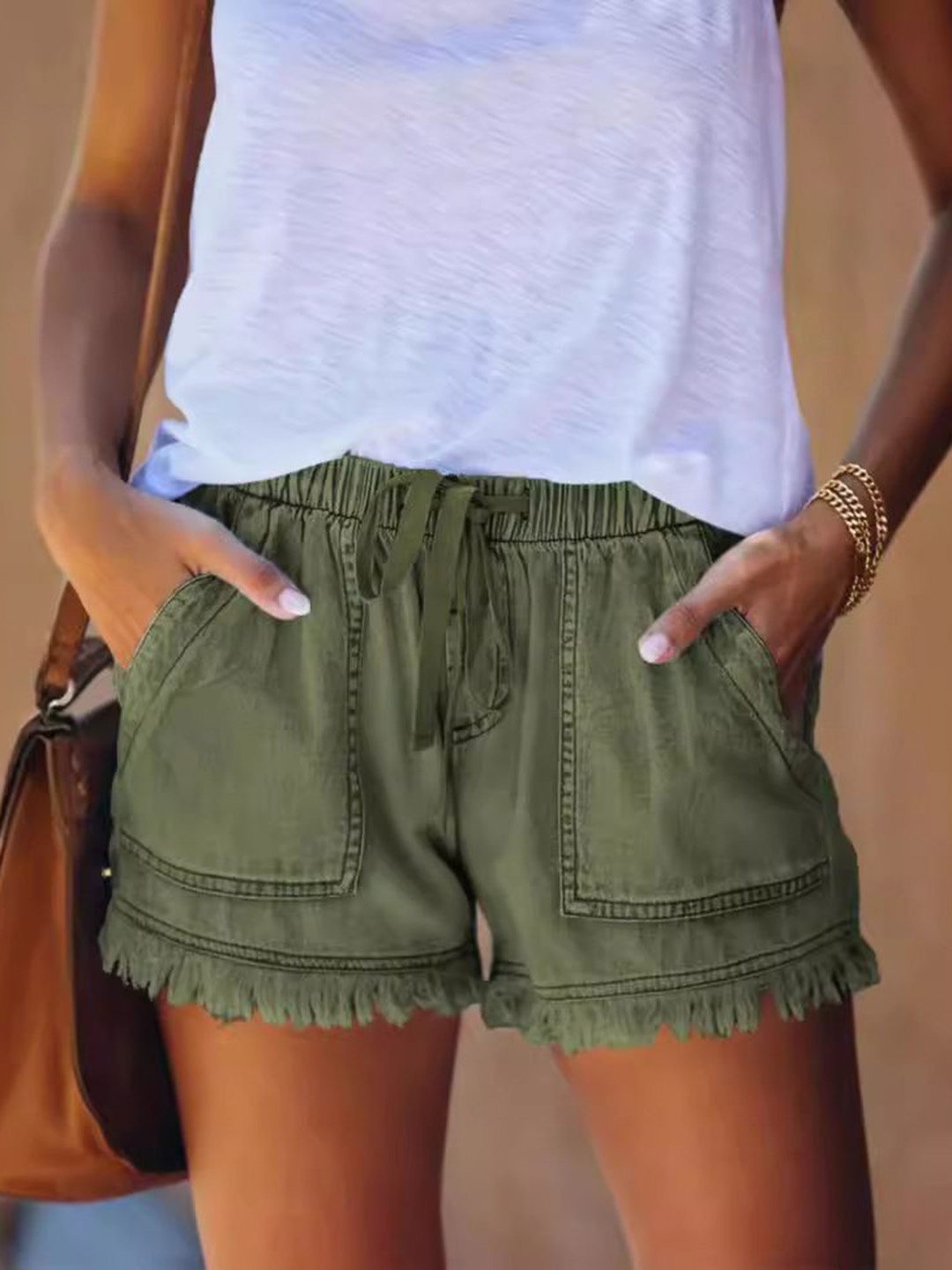 

StyleCast Women Denim Shorts, Olive