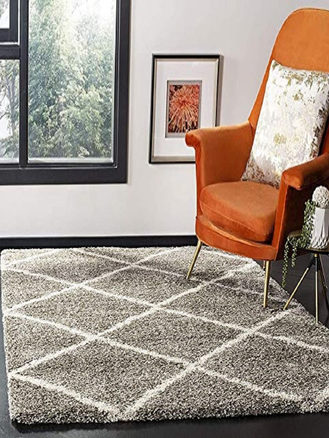 

Banchmark Home Furnishings Silver-Toned Geometric No Shredding Polyester Carpet