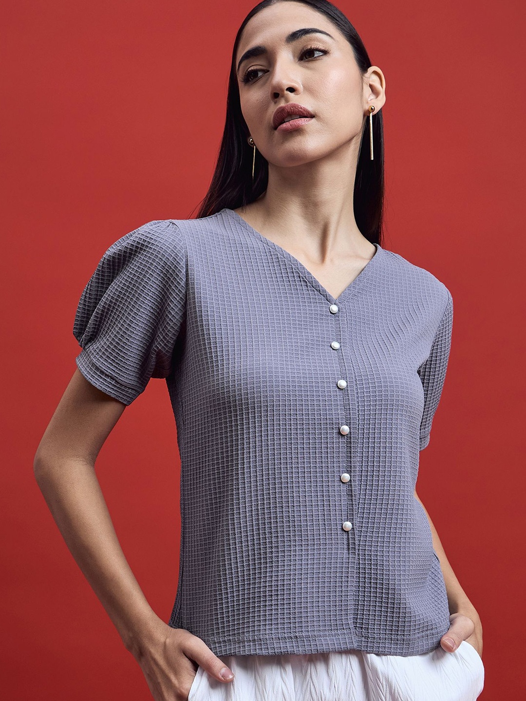 

all about you Puff Sleeve Top, Grey