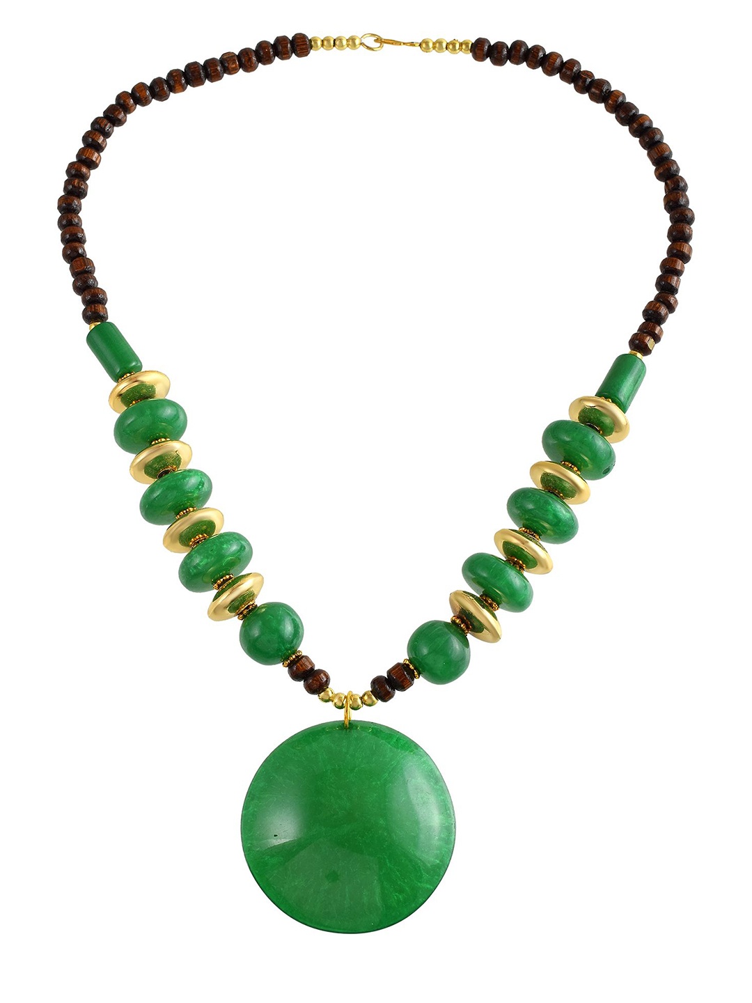 

MEMOIR Brass Rhodium-Plated Necklace, Green