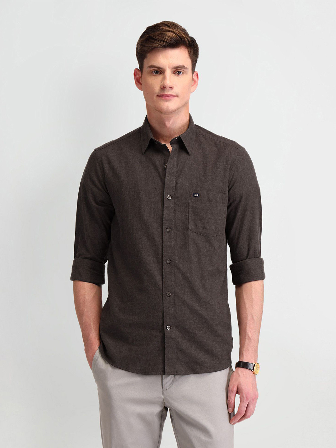 

Arrow Sport Men Manhattan Slim Fit Opaque Casual Shirt, Brown