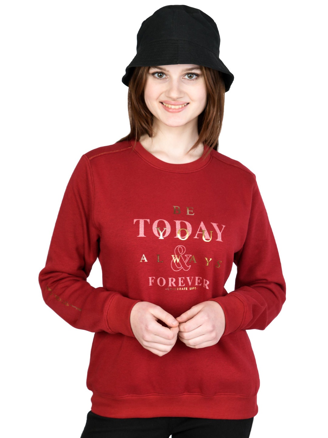 

Cheribell Women Printed Sweatshirt, Maroon