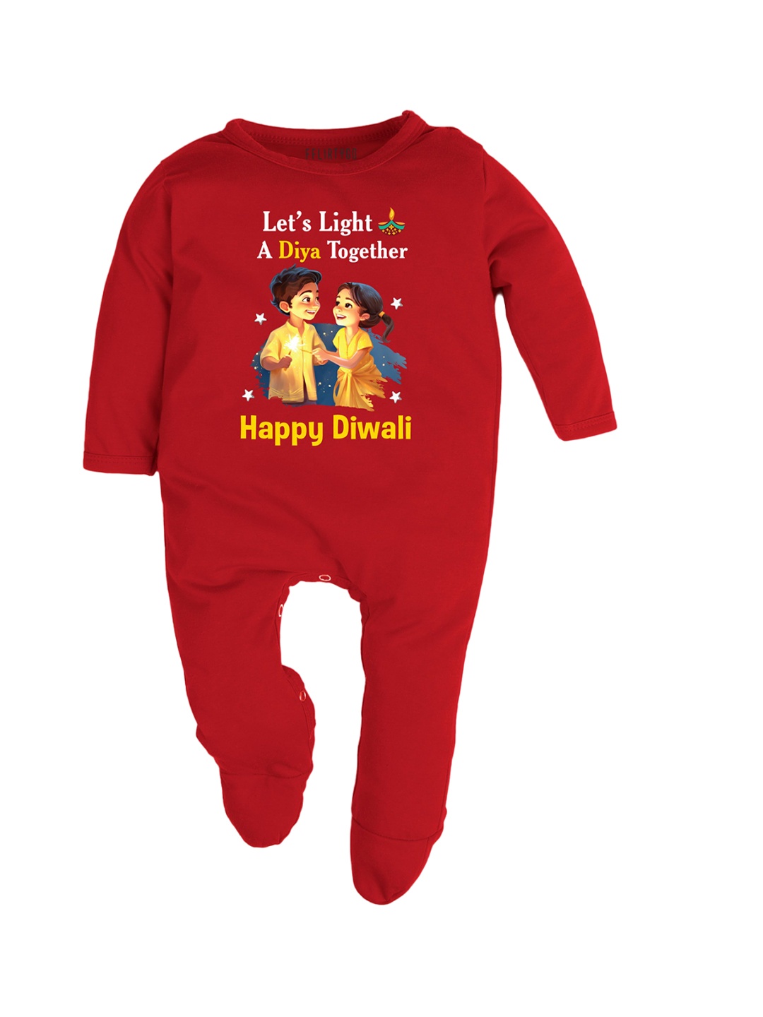 

FFLIRTYGO UKids Printed Baby Wear Cotton Sleepsuit, Red