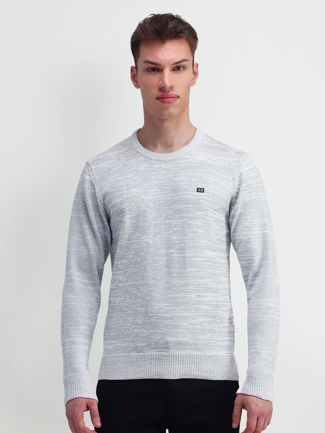 

Arrow Sport Men Self Design Striped Pullover, Grey