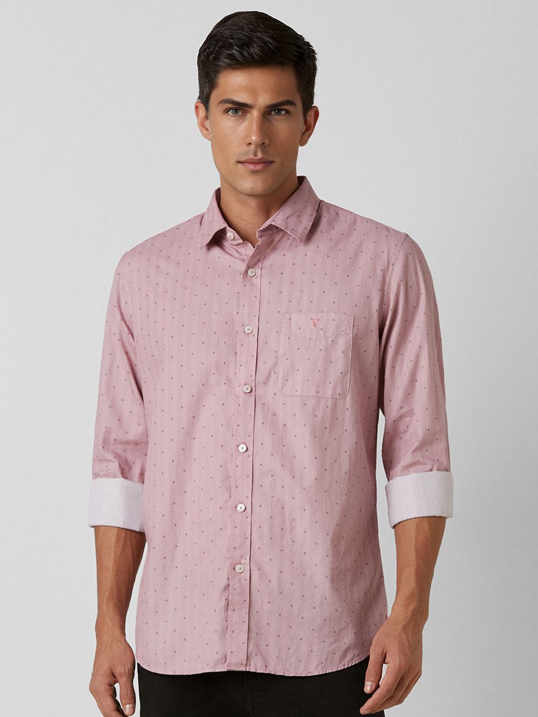 

Van Heusen Sport Men Slim Fit Opaque Printed Casual Shirt, Pink