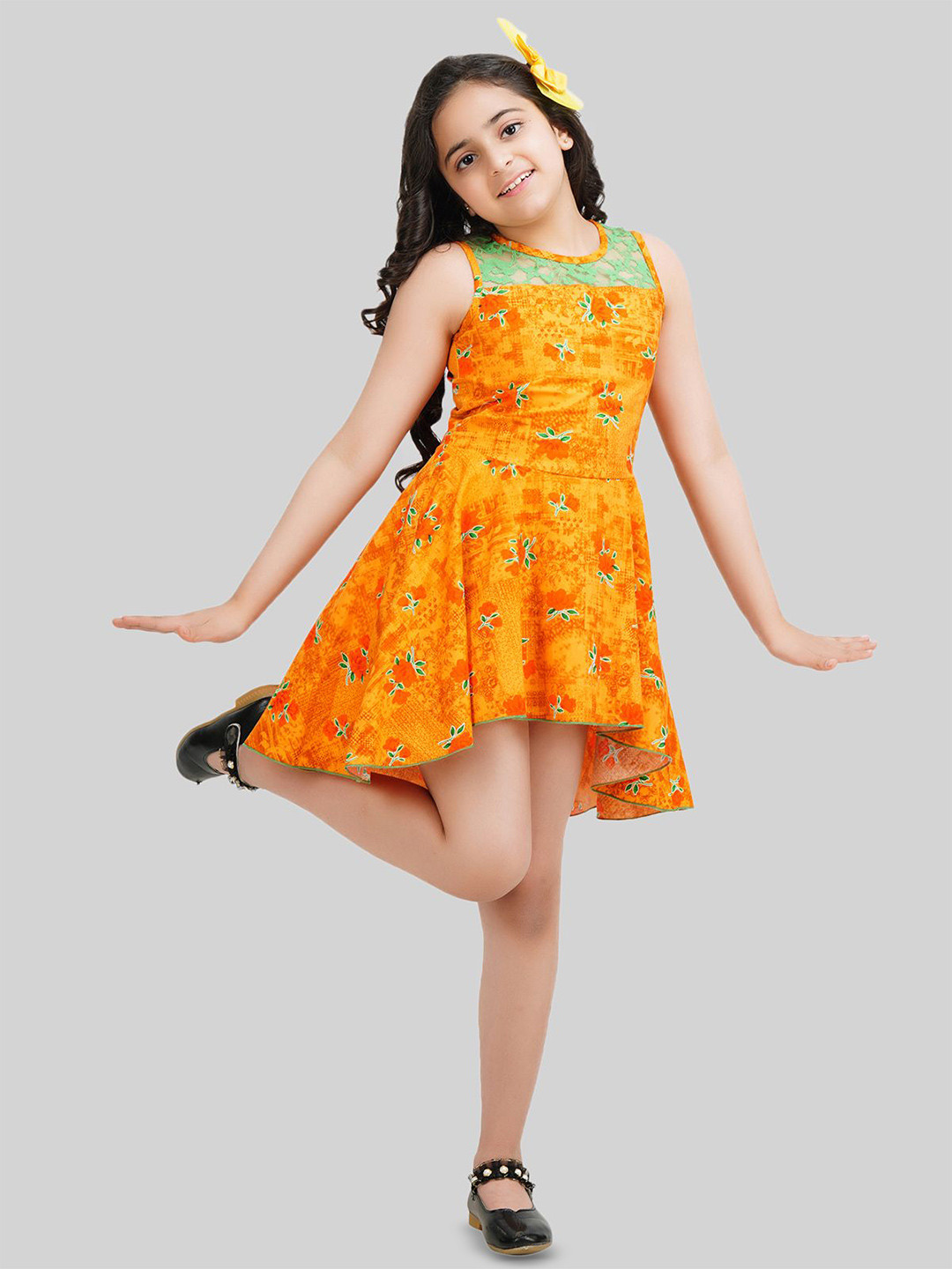 

BEING NAUGHTY Girls Printed A-Line Dress, Orange