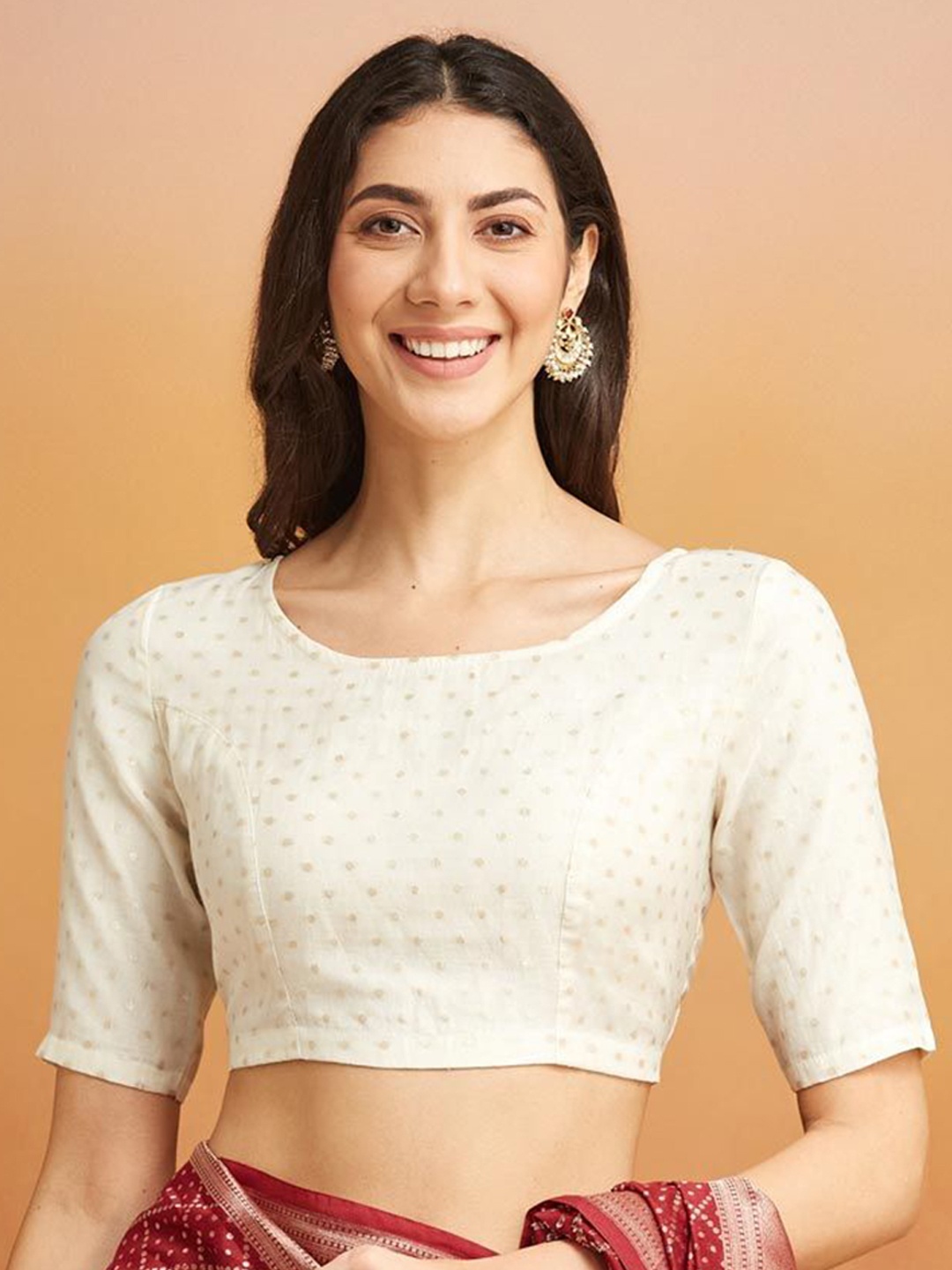 

Fabindia Stitched Saree Blouse, White