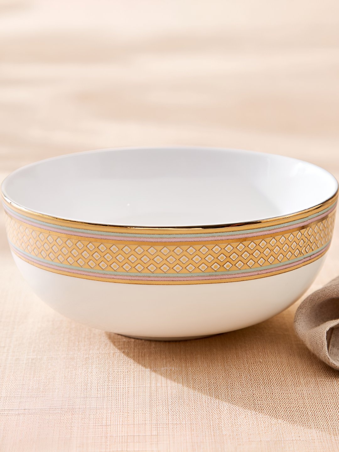 

Home Centre Midas White & Gold Toned Serving Bowl 600ml