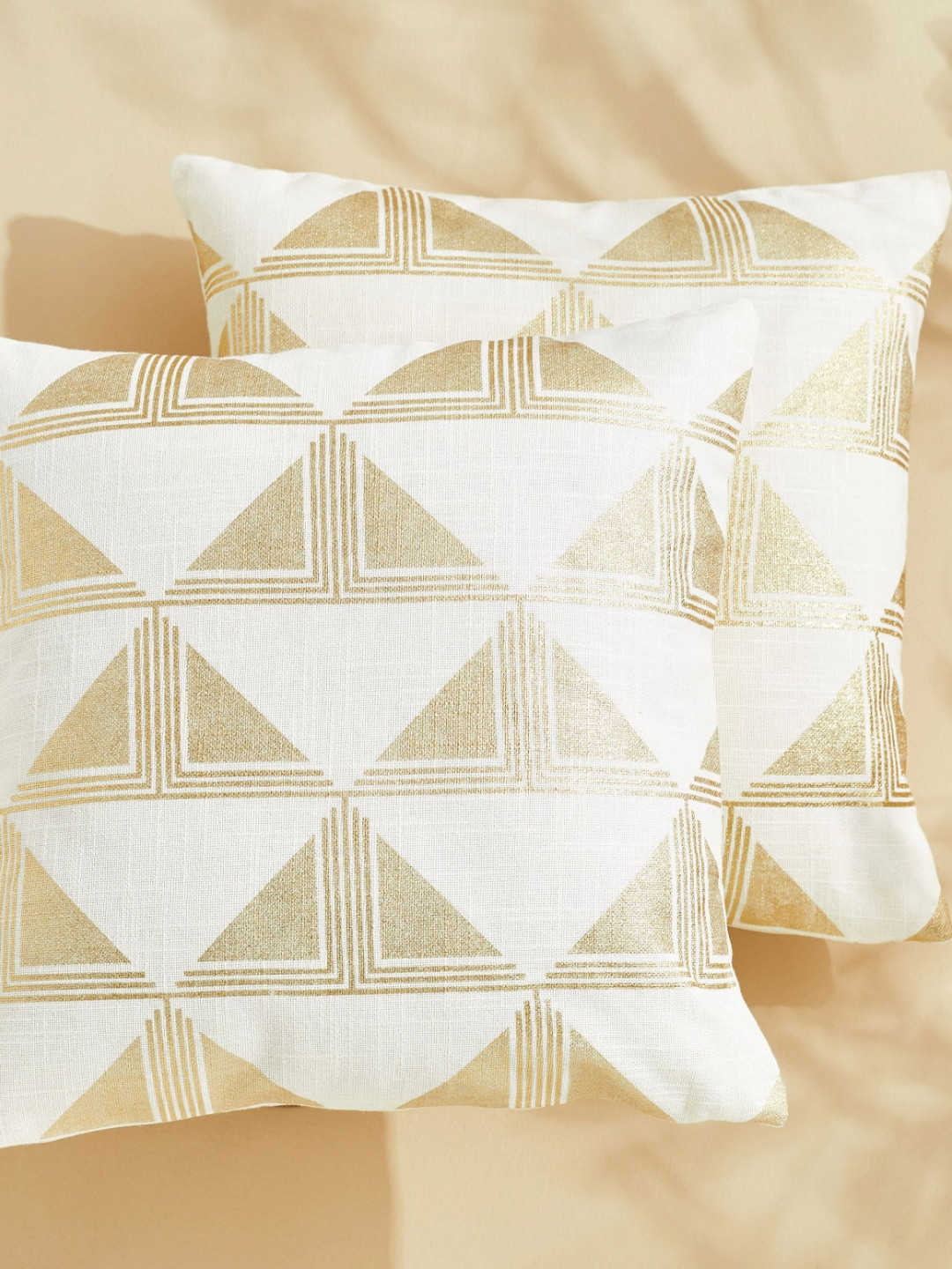 

Home Centre Off White & Brown Set of 2 Geometric Square Cushion Covers