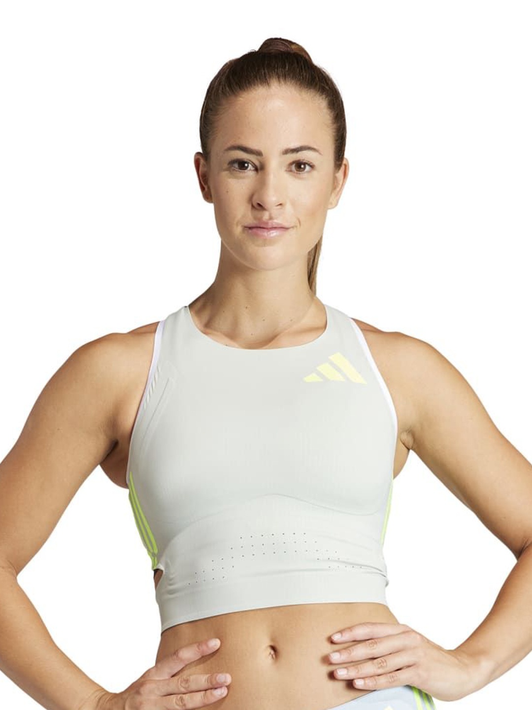 

ADIDAS Women Promo Crop Solid Tops, Grey