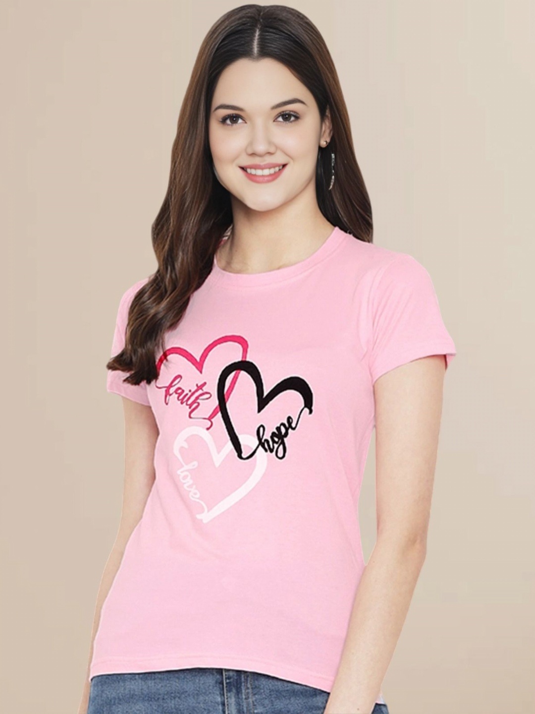 

Metronaut Women Graphic Printed Round Neck Cotton T-shirt, Pink